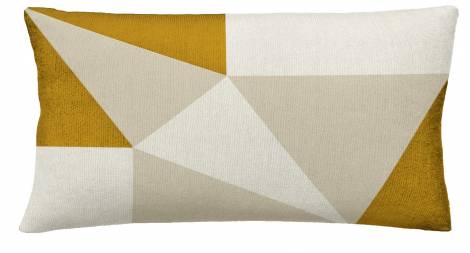 Judy Ross Textiles Hand-Embroidered Chain Stitch Prism 14x24 Throw Pillow cream/oyster/gold rayon